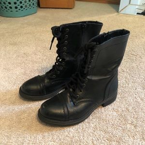 black combat boots
